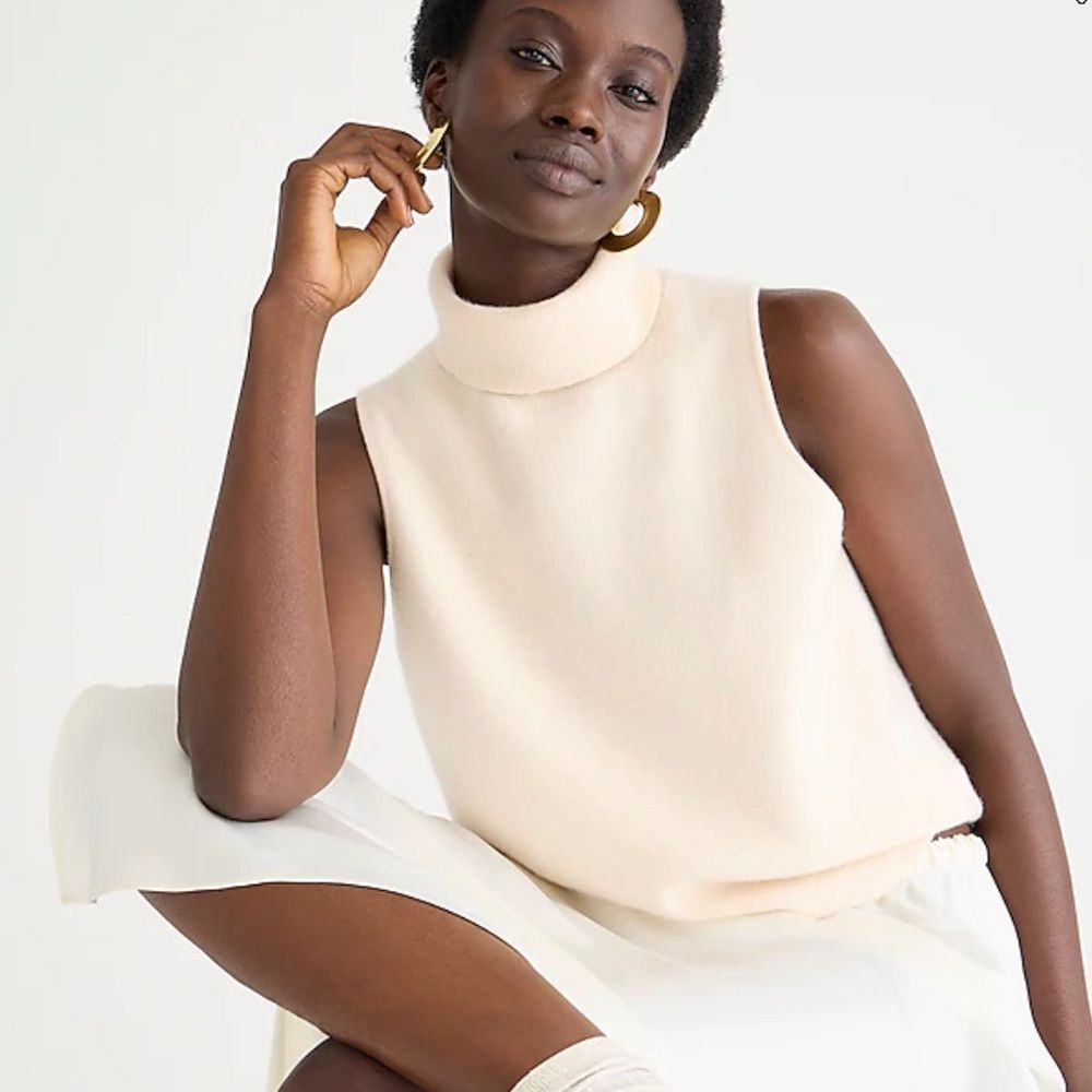 J Crew Cashmere mockneck sweater shell Womens Medium Heather Muslin